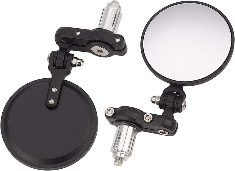 DKMOTORK 001-B Cafe Racer Mirrors Foldable Motorcycle Bar End Rear View Side Mirrors Black for 7/8 Handlebars Compatible with Street Bikes Sports Scooter Chopper Cruiser - Image 1